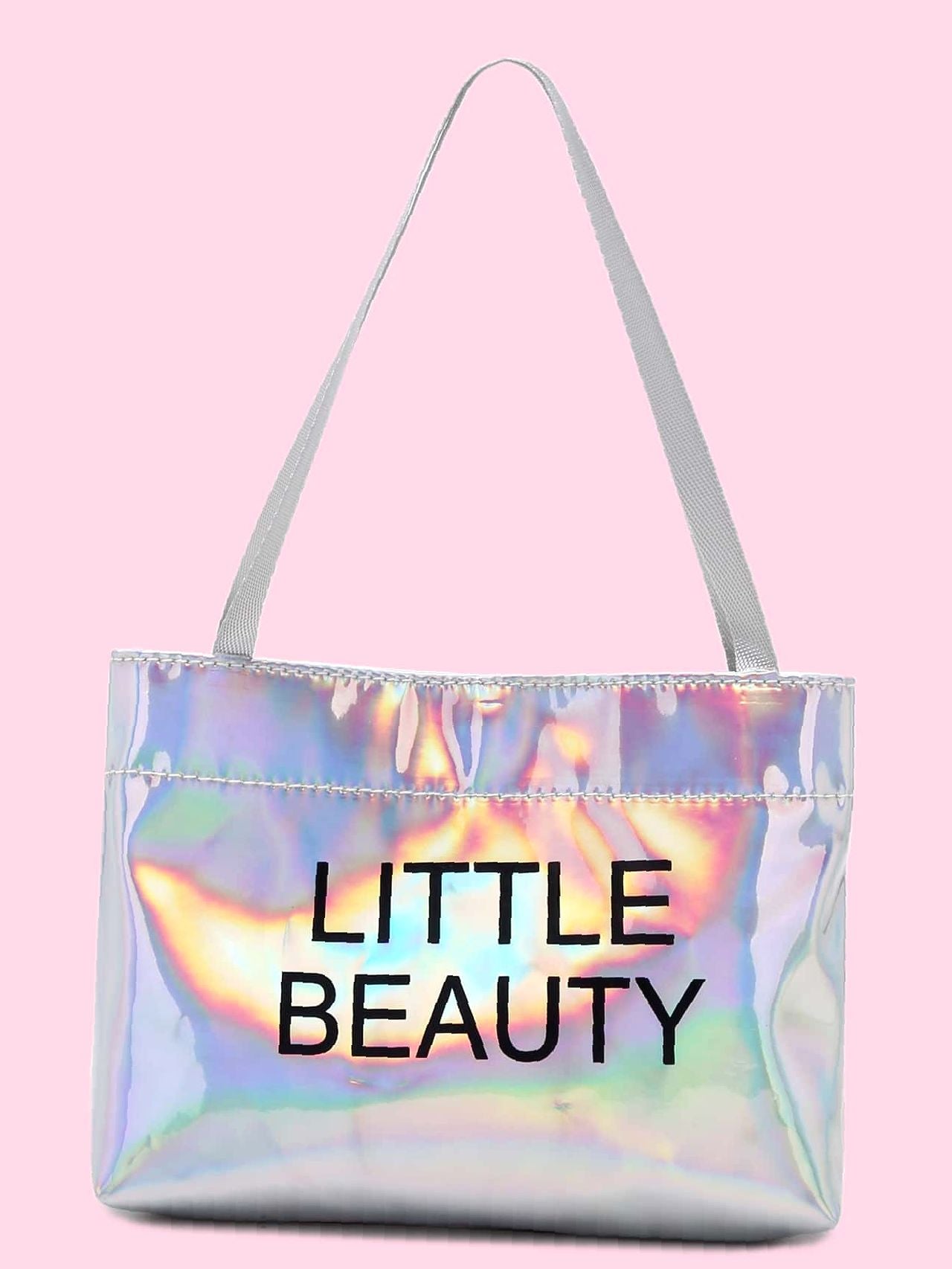 Bag For Love - Holographic Letter Graphic Satchel Bag - Women Satchels